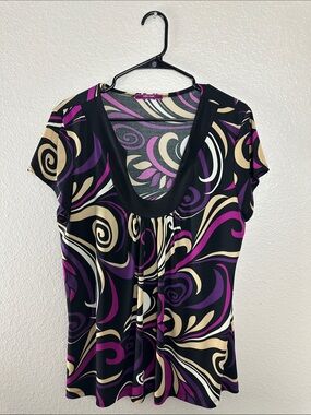 julie's closet Purple/Cream/Pink Striped blouse Size M
